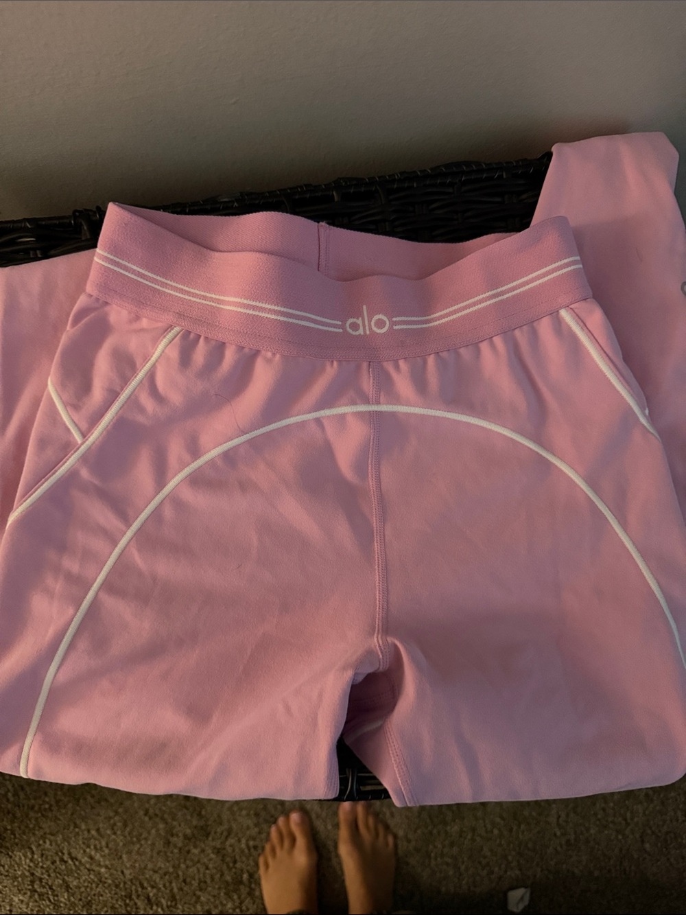 ALO Yoga Pink Athletic pants with White Trim